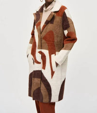 Joseph Ribkoff - Avianna Abstract Print Feather Yarn Sweater Coat