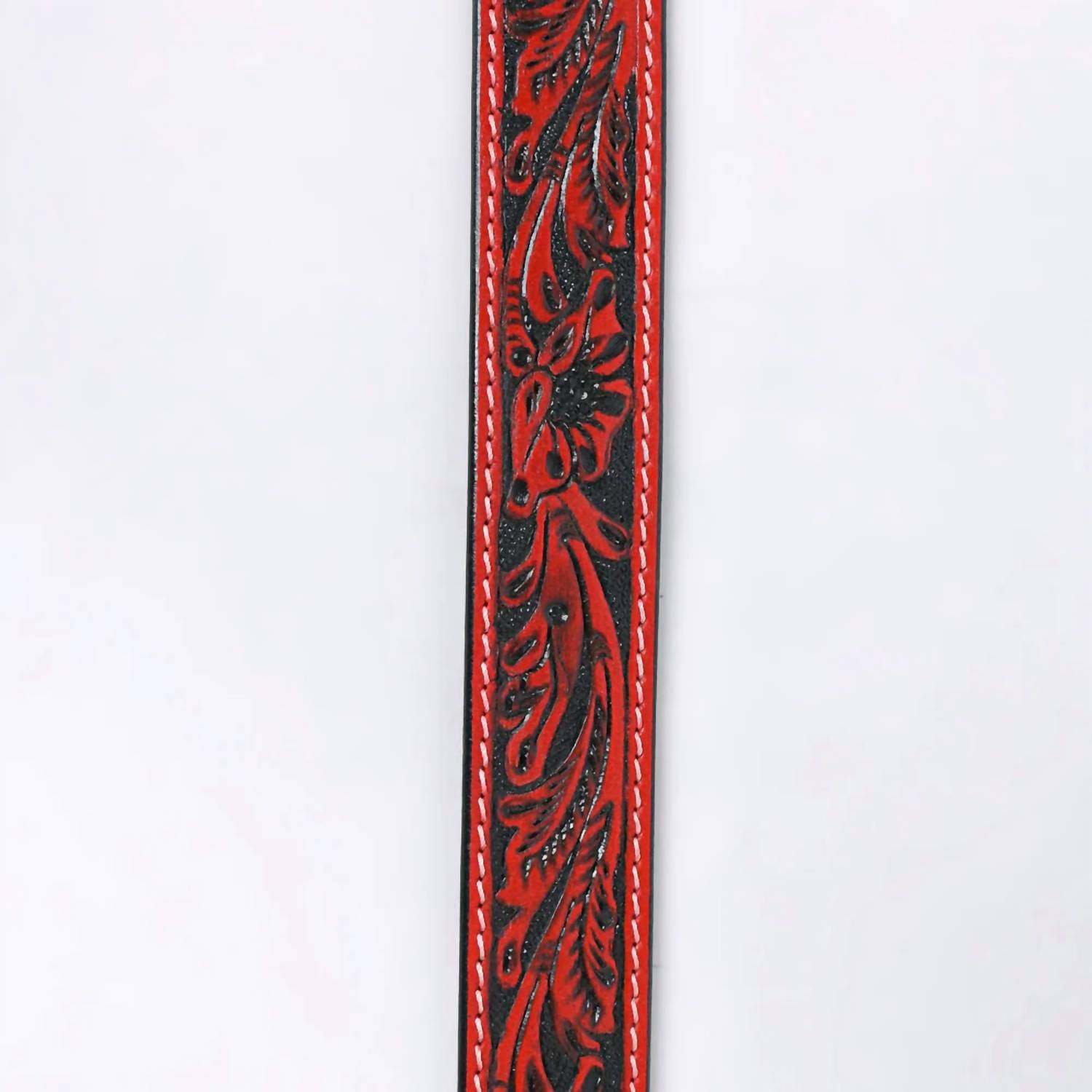 American Darling Women's Tooled Leather Western Belt in red - women's accessory - alternate view