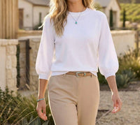 Karen Kane - 3/4 Puff Sleeve Raglan Sweater
