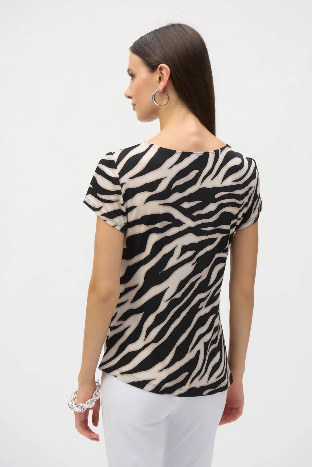 Joseph Ribkoff - Animal Print Keyhole Short Sleeve Top
