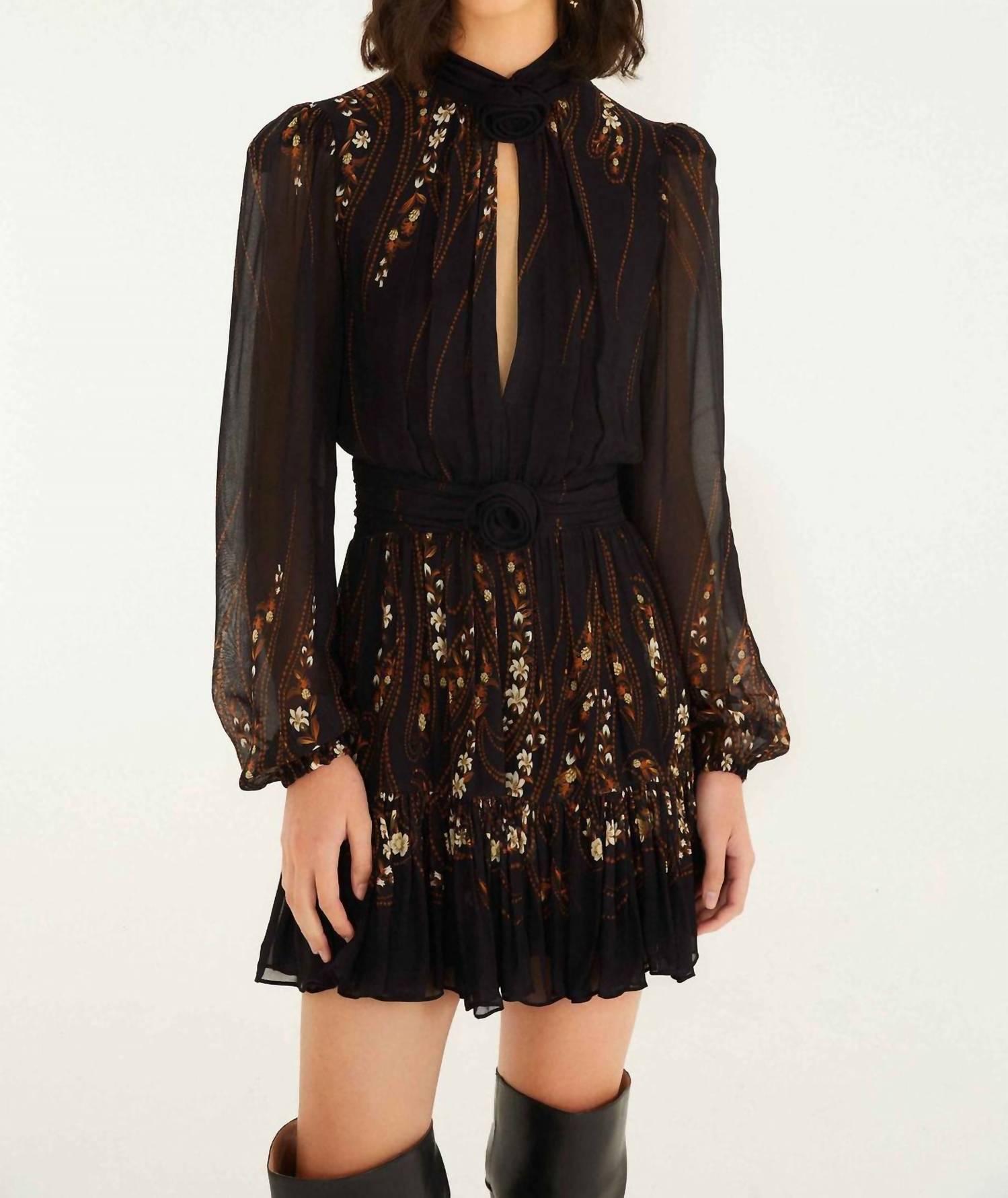 Farm Rio - Women's Garden Silhouette Long Sleeve Mini Dress