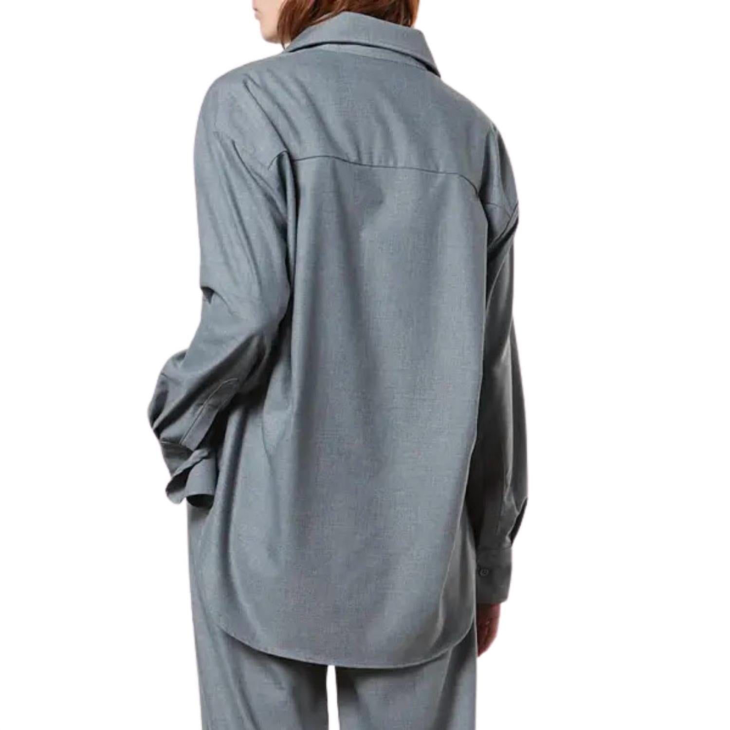 Enza Costa Oversized Shirt in light grey - women's shirt - alternate view