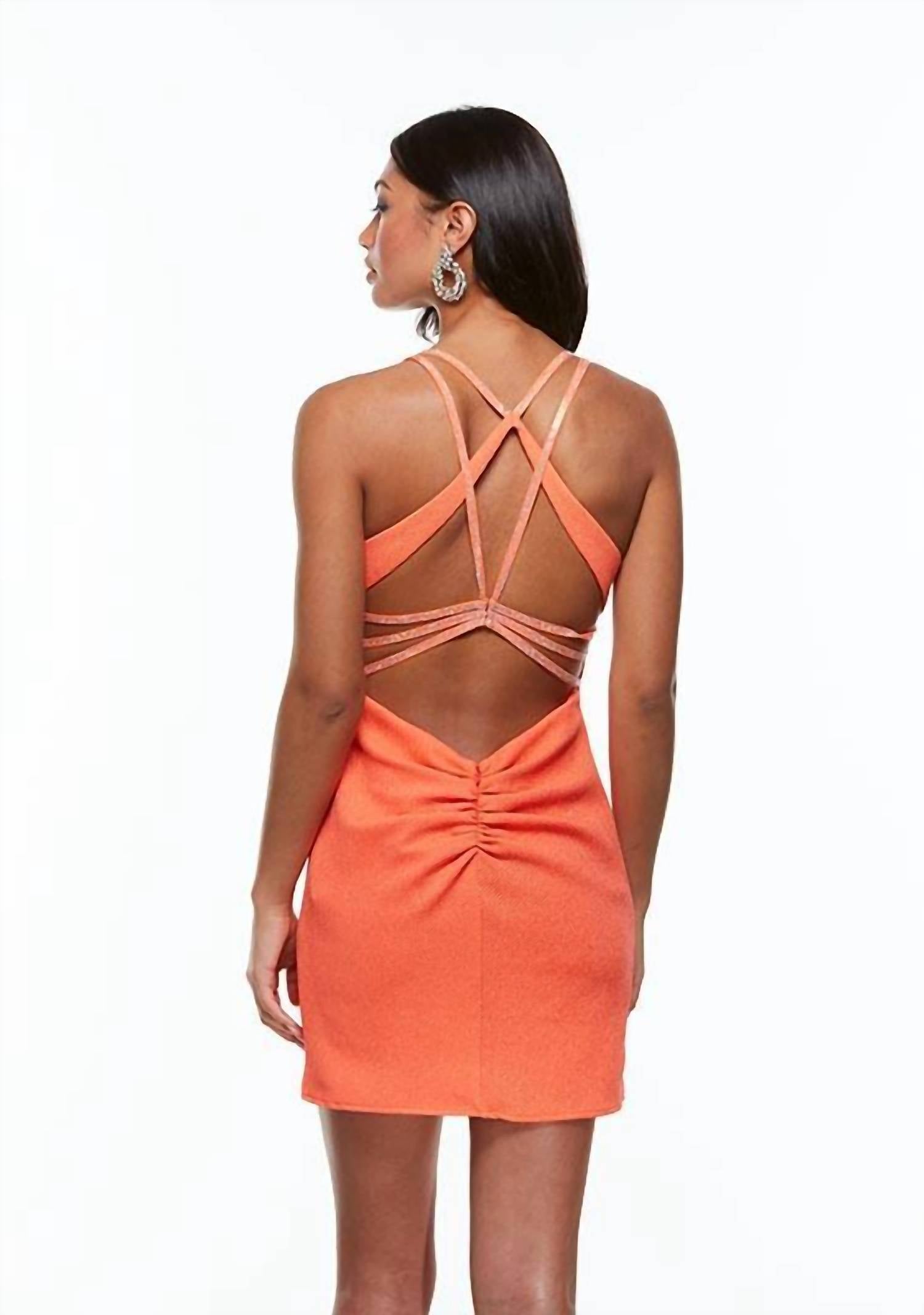 Alyce Paris - Jeweled Straps Sparkle Mini Dress