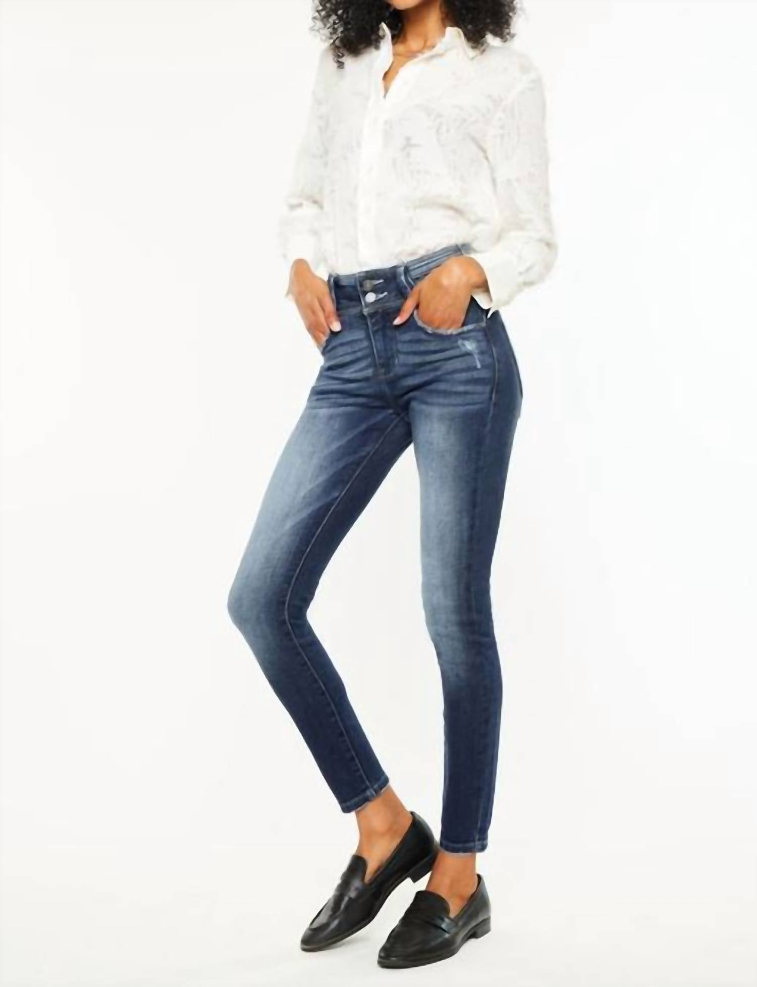 Kancan - Double Button High Rise Skinny Jean