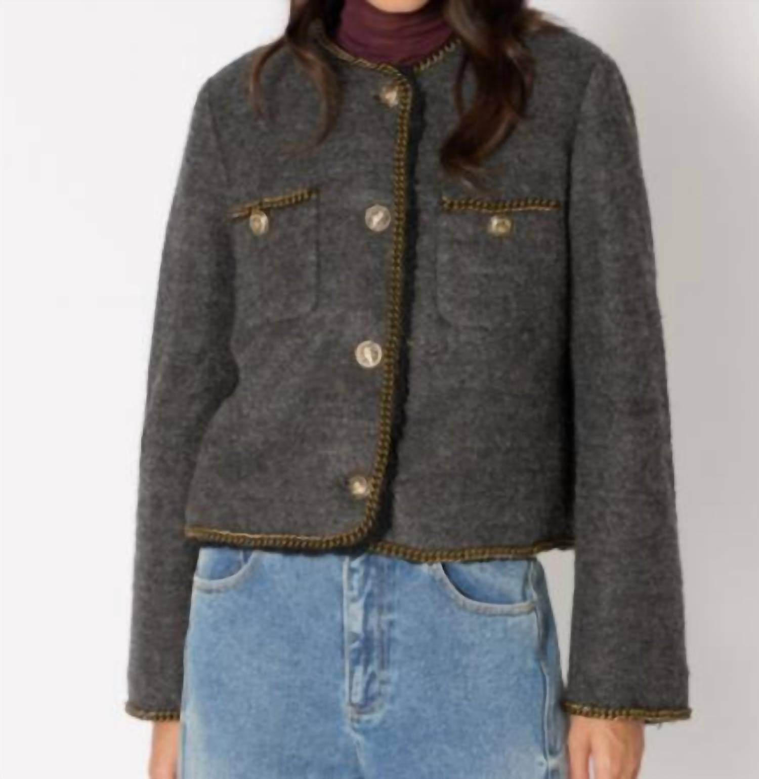 Berenice - Melrose Chain Trimmed Jacket With Sherpa Lining