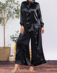Karen T Design - Button Down Shirt And Open Pants Set