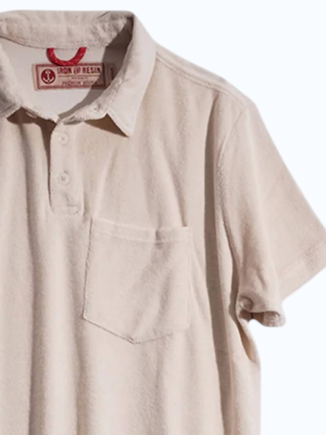 Iron & Resin Men's Terry Polo in natural - men's shirt - detail view