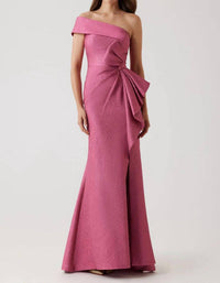Teri Jon One Shoulder Gown in hot pink - women's dress