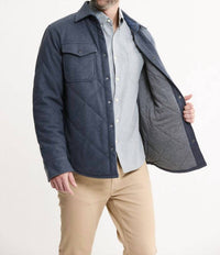 JACHS NEW YORK Quilted Brushed Knit Shirt Jacket in navy - men's jacket - alternate view