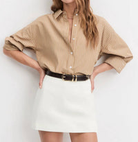 Favorite Daughter The Ex-boyfriend Shirt in oatmeal stripe 1 - women's shirt - view 4
