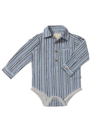 ME & HENRY Boy's Jasper Woven Onesie in navy multi plaid - kids' item