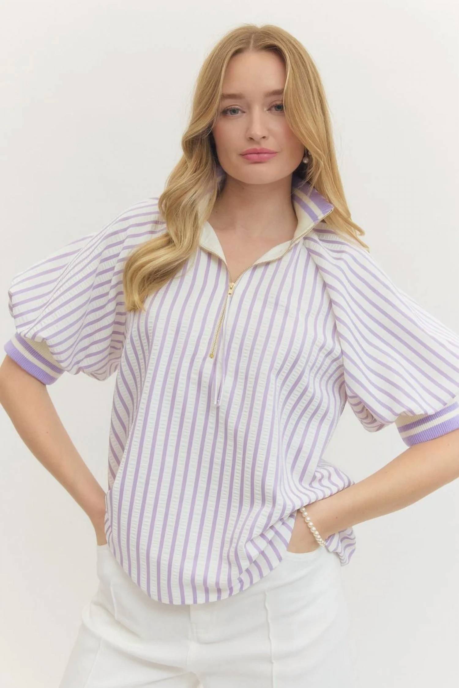 Entro - Latte Stripe Top