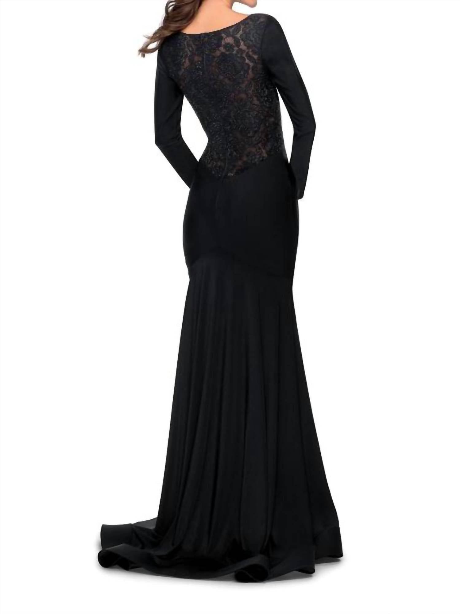 La Femme - Long Sleeve Evening Gown