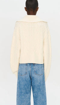 SIMKHAI Kate Polo Sweater in ivory - women's sweater - detail view