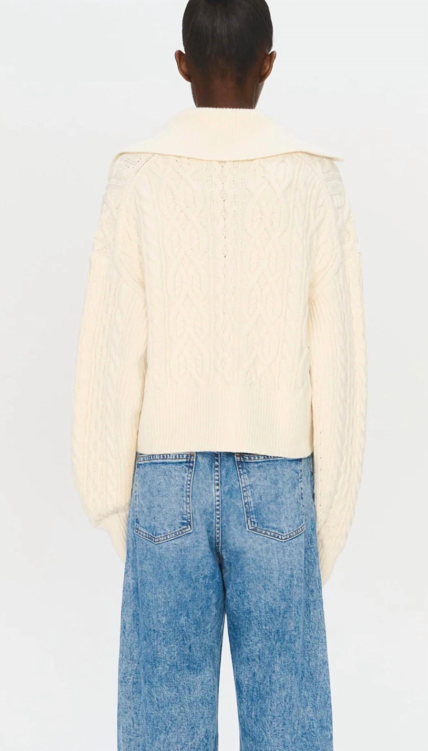SIMKHAI Kate Polo Sweater in ivory - women's sweater - detail view