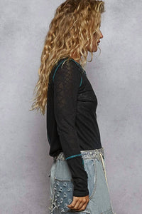 Pol - Round Neck Solid Knit Top