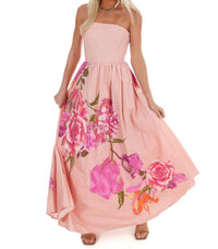 Flying Tomato - Flower Market Strapless Maxi Dress