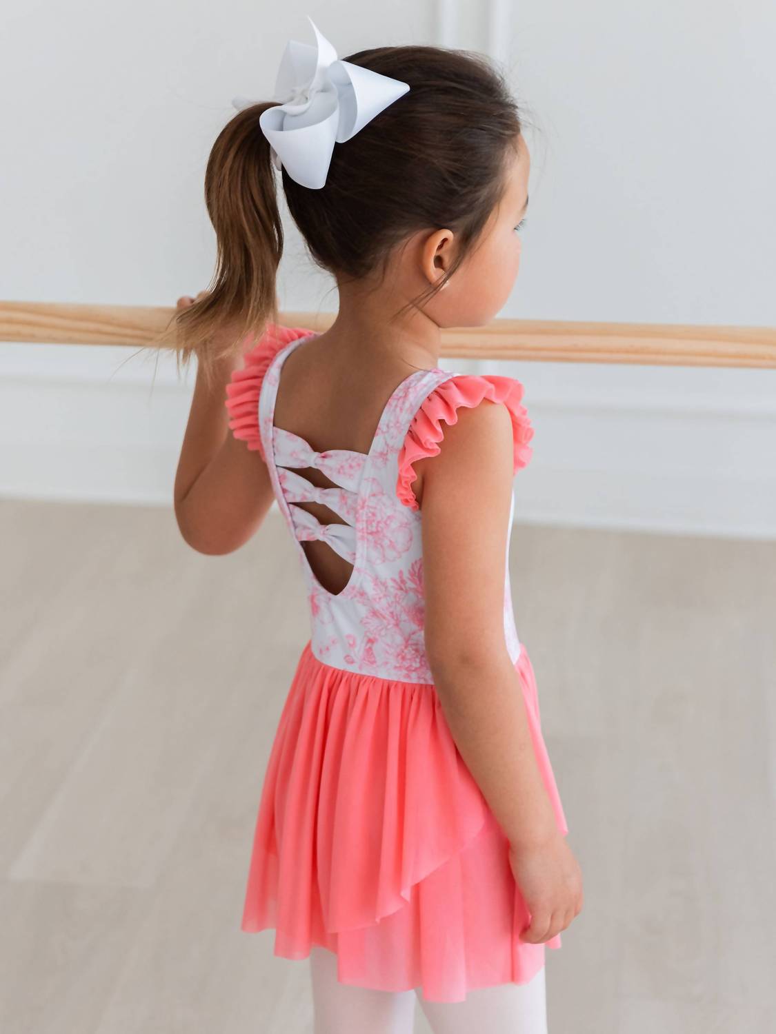 Rufflebutts - Girl's Butterfly Garden Toile Flutter Sleeve Dance & Gymnastics Leotard