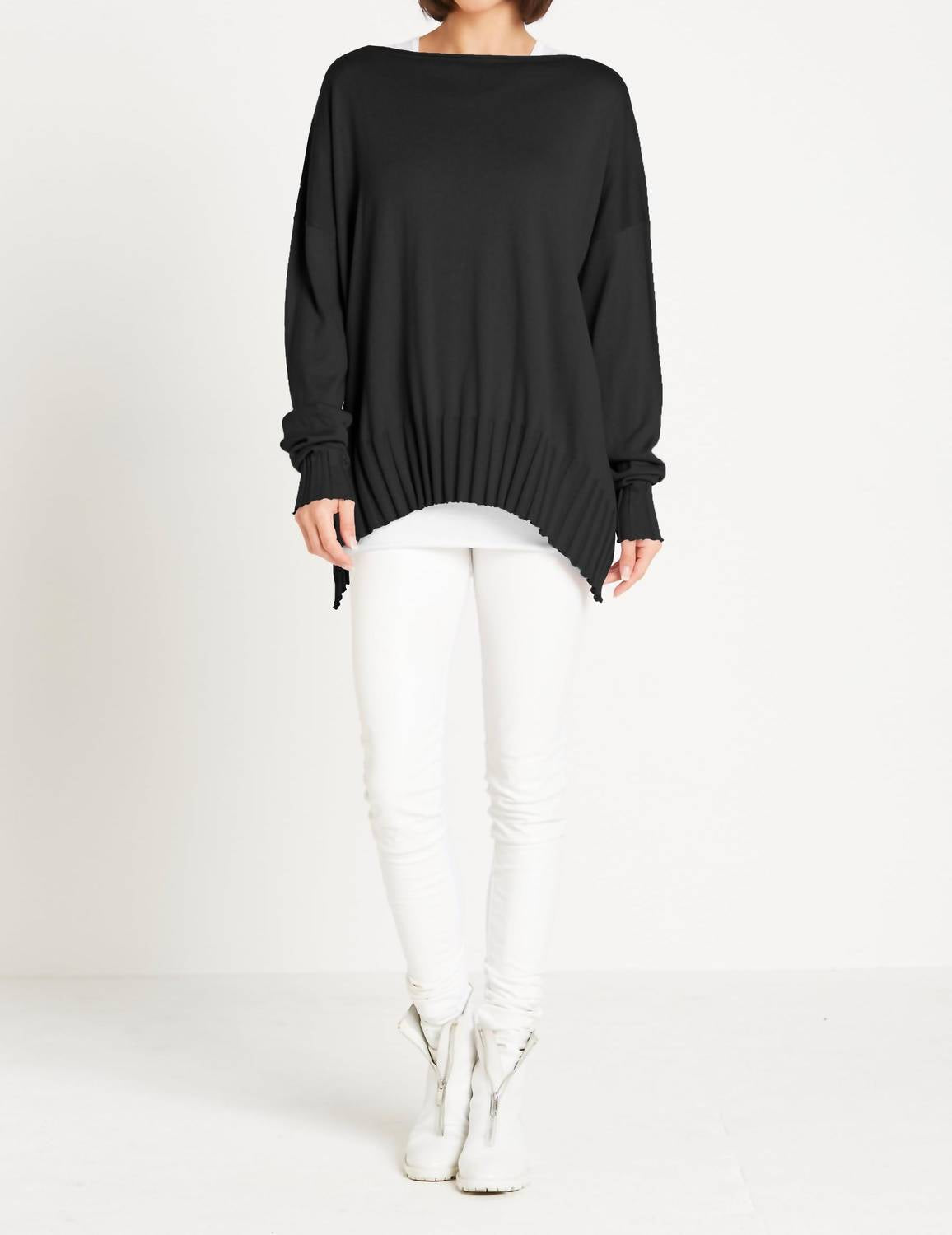 Planet By Lauren G. - Ribbed Boatneck Top