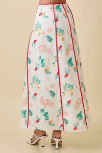 Main Strip - Vintage Fruit Print Midi Skirt