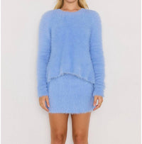 MINKPINK Elidi Knit Top in light blue - women's sweater