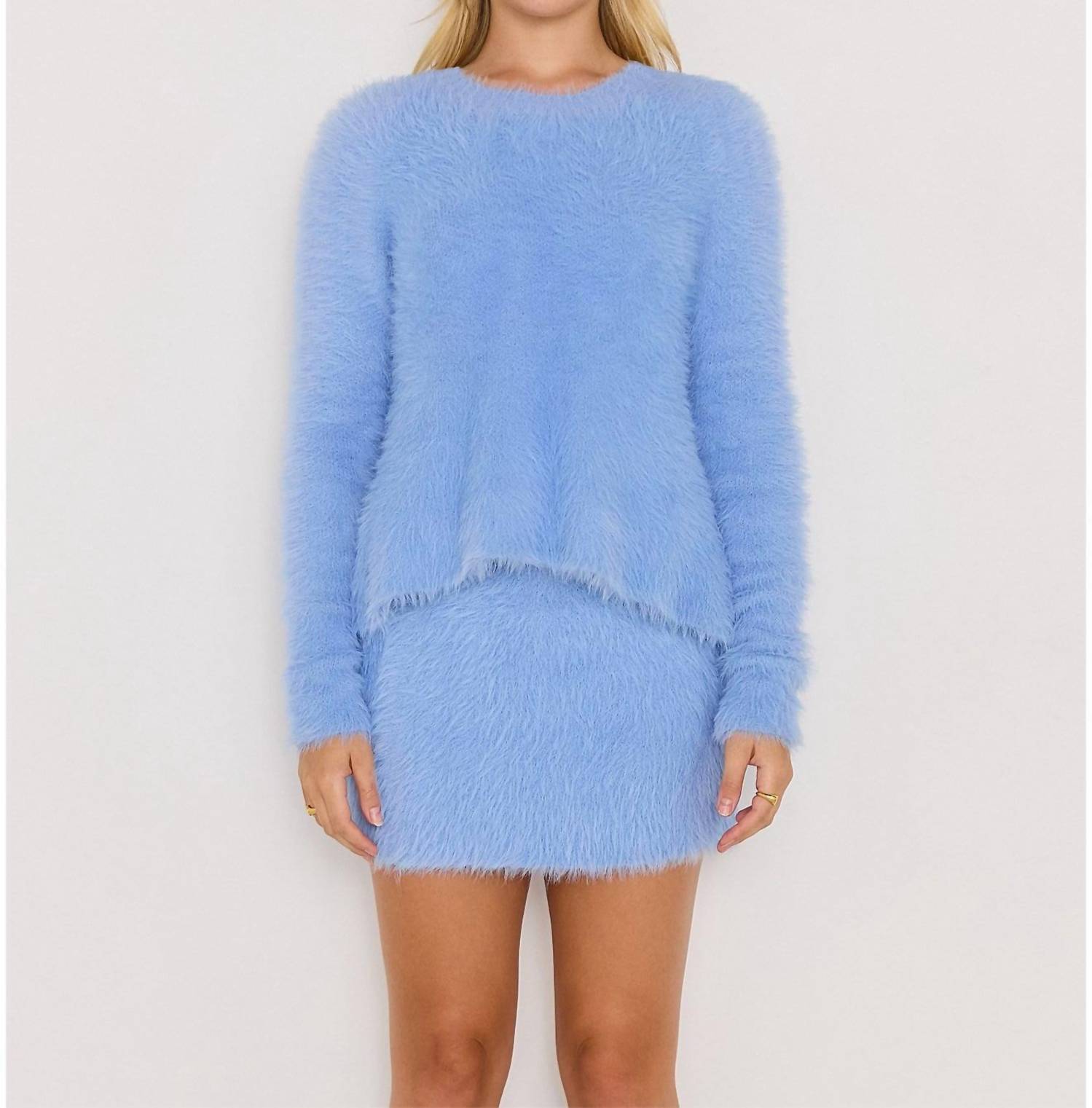 MINKPINK Elidi Knit Top in light blue - women's sweater