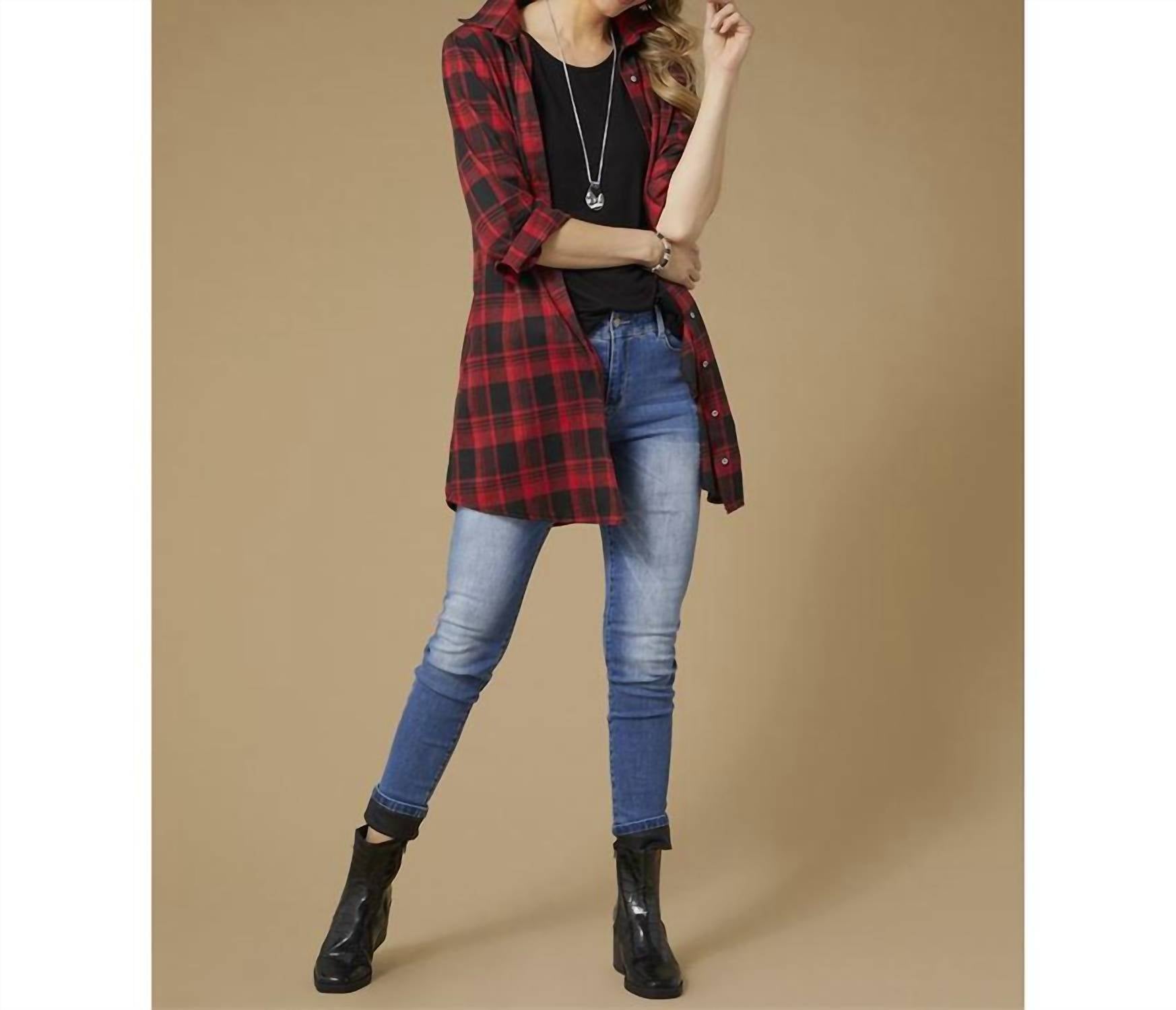 Coco + Carmen - Joy Plaid Button Front Tunic Dress