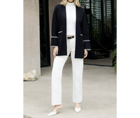 THML Whipstitch Long Sleeve Midi Cardigan in black - women's cardigan