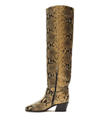 JIMMY CHOO Women's Beca 45mm Snake Print Boots in yellow - women's shoe - view 4