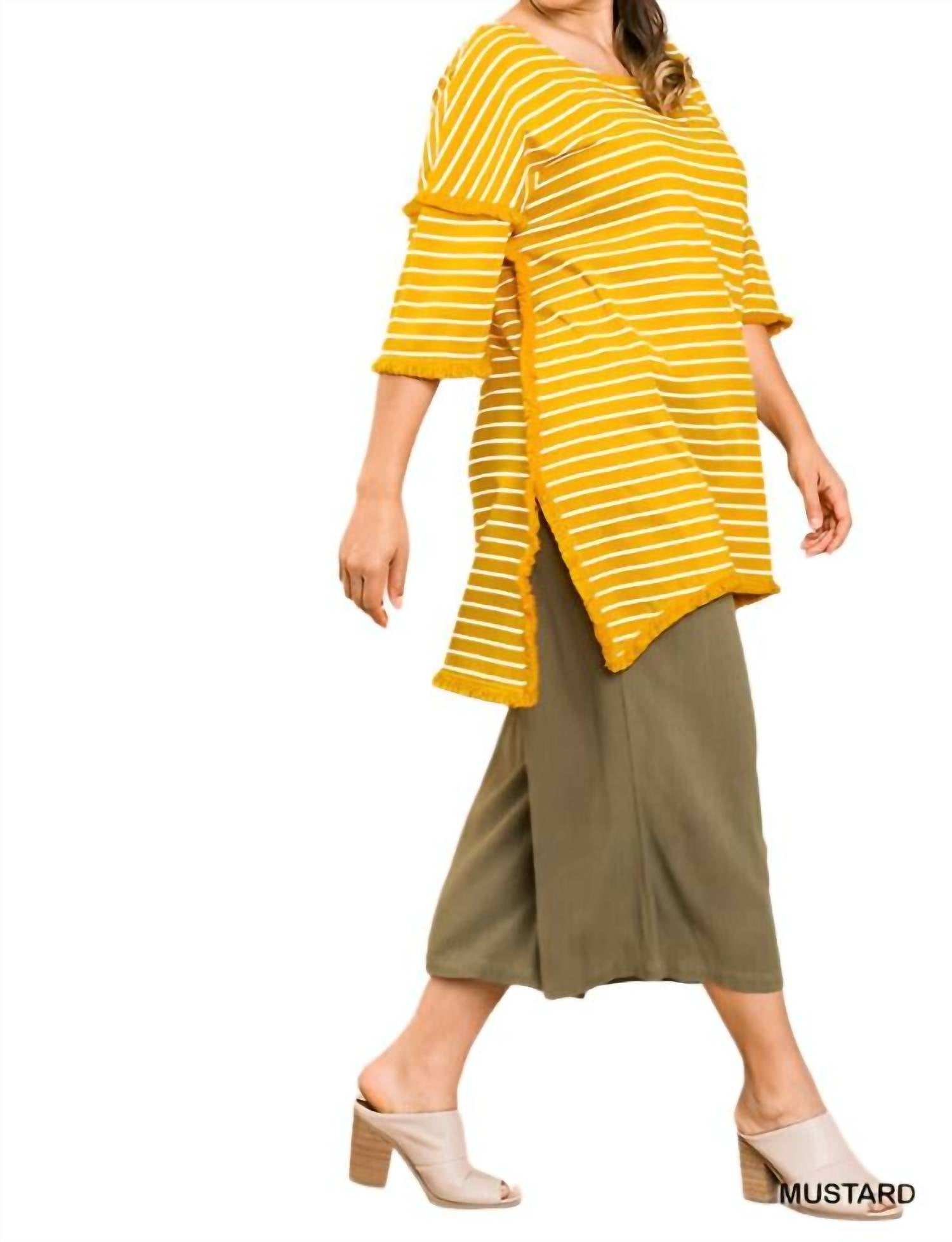 Umgee - Striped & Fringed Top