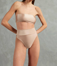 ADRIANA DEGREAS Reseau High Leg Bandeau Bikini in beige - women's swimwear