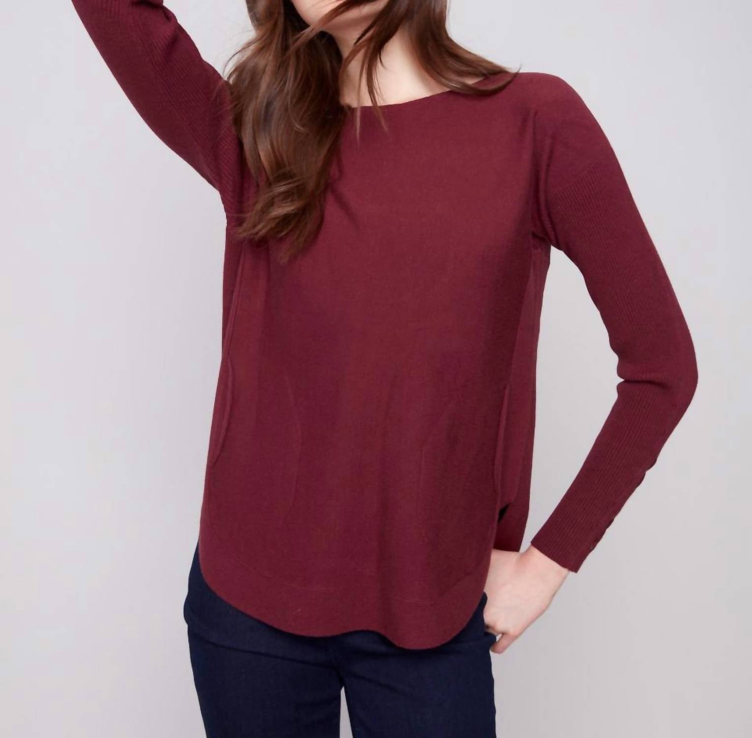 Charlie B - Knit Sweater With Lace-up Cuffs
