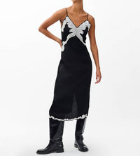 Rag & Bone Ann Embroidered Slip Dress in black - women's dress