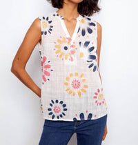 Charlie B - Printed Cotton Gauze Sleeveless Shirt