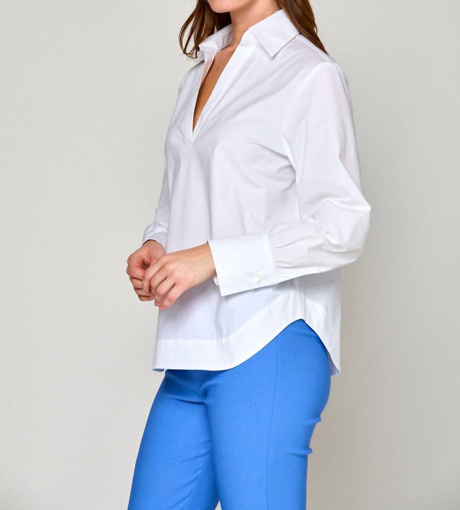 SARA CAMPBELL Jacqueline V-neck Top in white - women's long sleeve top - view 4