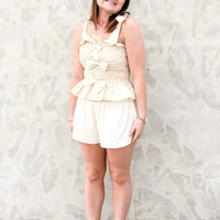Mable - Smocked top with tie shoulders