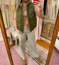 Very J - Mock Neck Casual Zigzag Quilted Puffer Vest