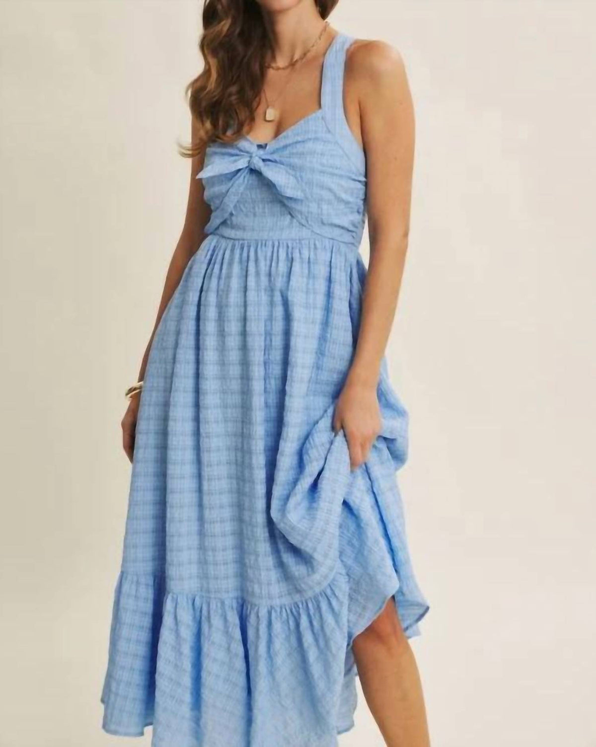 In February - Mood-lifting Textured Flare Smocked Midi Dress