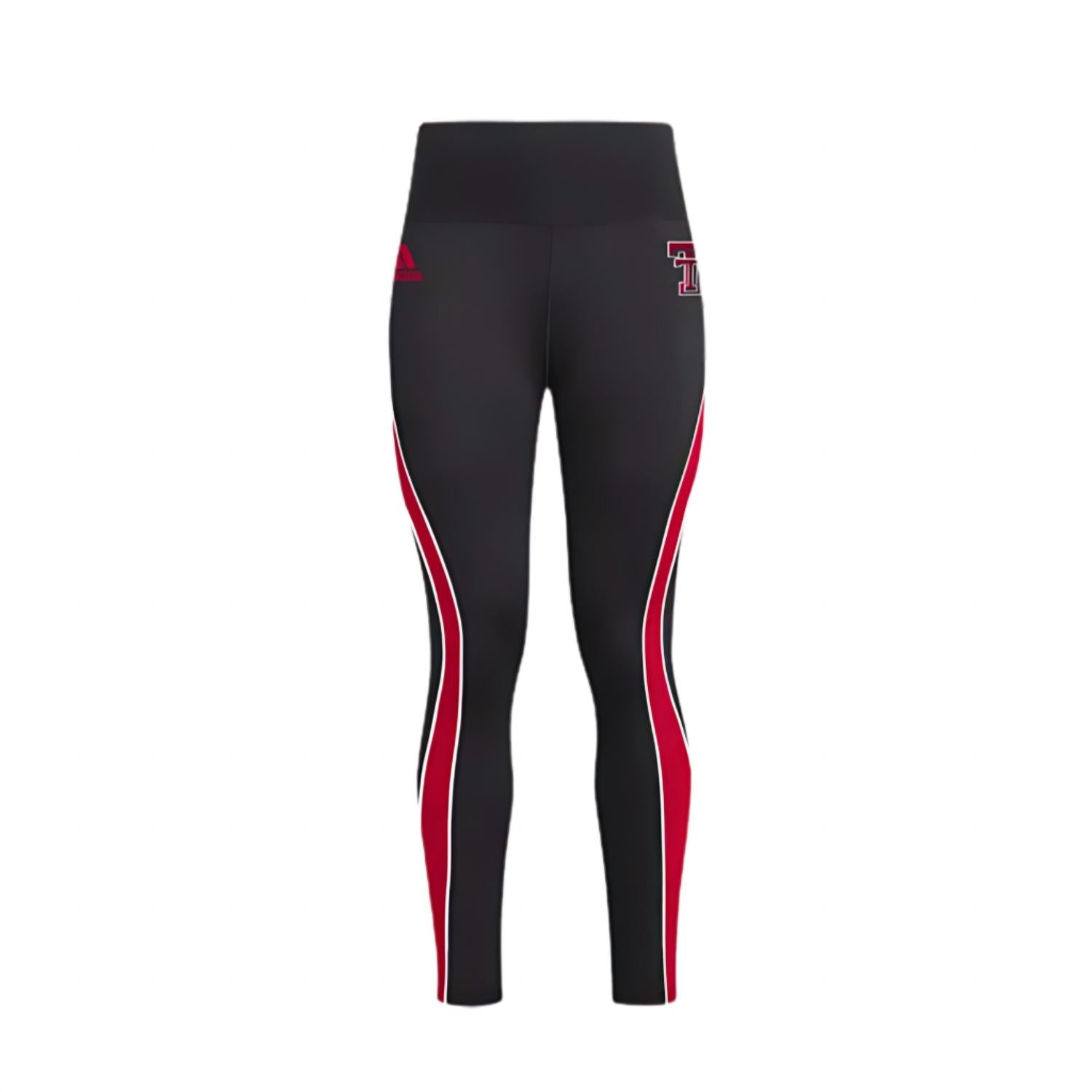 adidas Ladies' Texas Tech Stm Stripe Leggings in red - women's pants