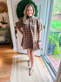 Tcec - Ruffled Hem Plaid Mini Dress
