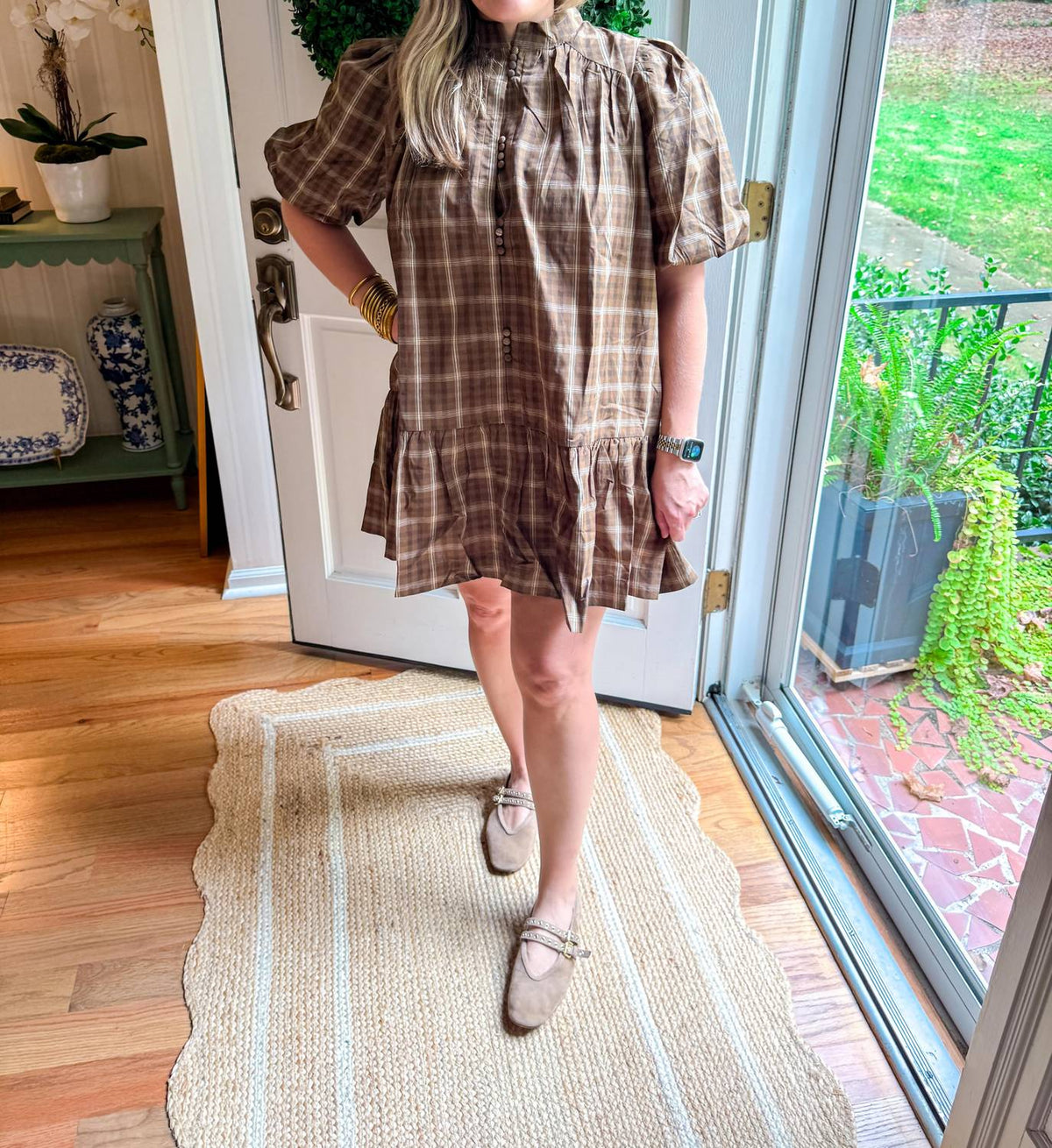 Tcec - Ruffled Hem Plaid Mini Dress