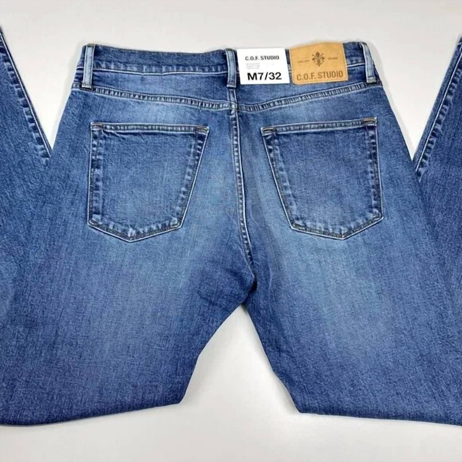 C.O.F. Studio Men's M7 Organic Cotton Comfort-stretch Jeans in blue - men's jeans - detail view