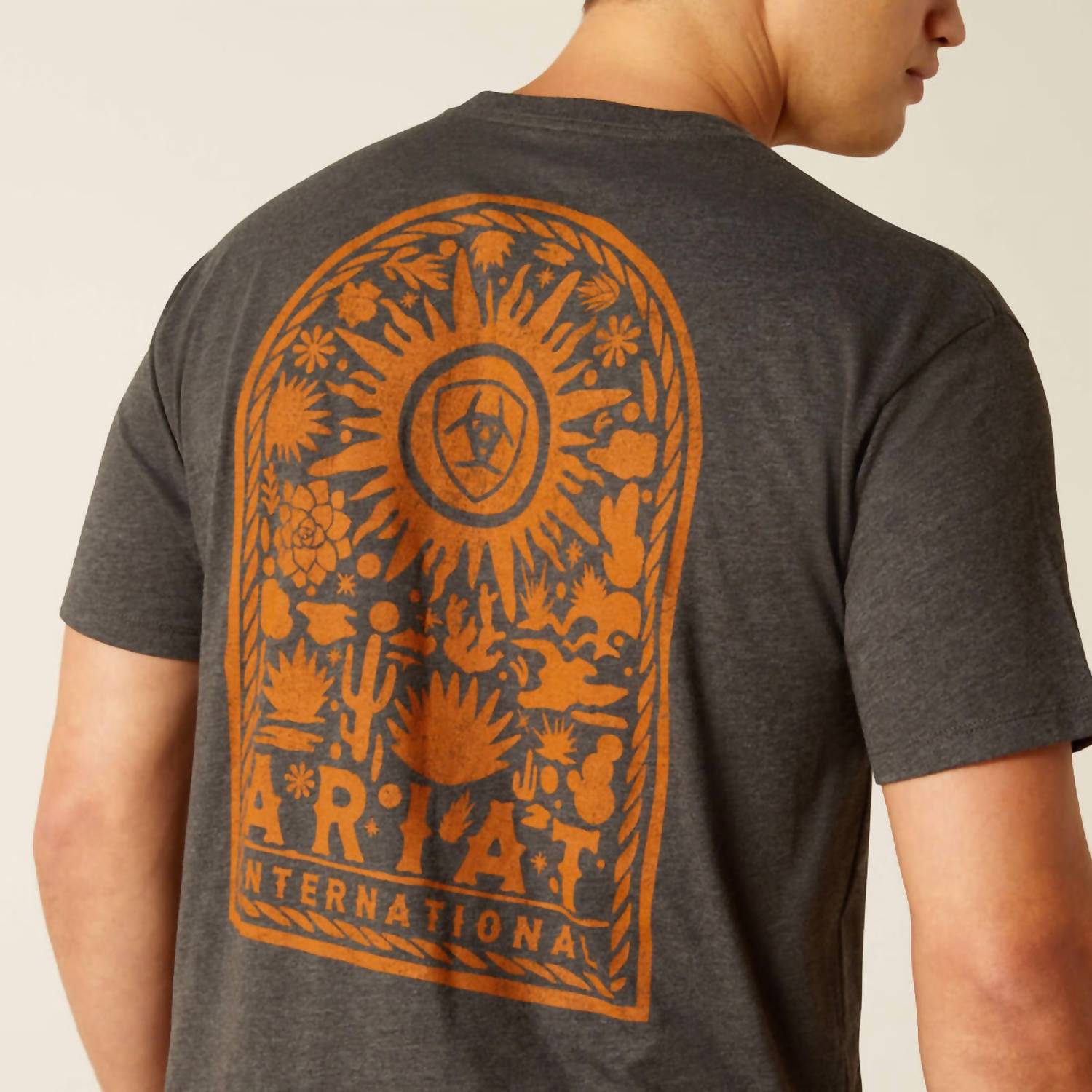 ARIAT Sol Arch Tshirt in charcoal heather - men's t-shirt - alternate view
