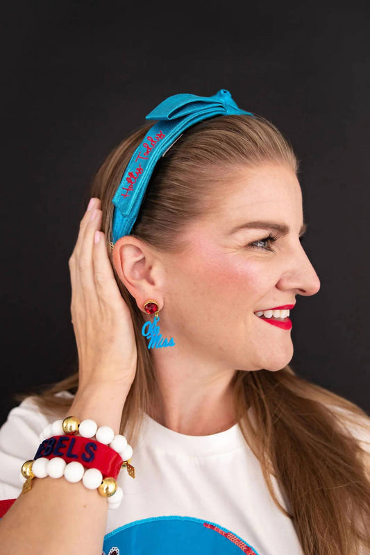 Brianna Cannon - Women's Thin Embroidered Ribbon Bow Headband