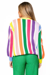 QUEEN OF SPARKLES Stripe Mask Sweater in rainbow - women's sweater - detail view