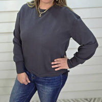 Keren Hart Scuba Pullover Sweater With Side Ties in charcoal - women's sweater