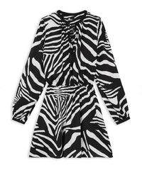 THE KOOPLES Zebra Print Long Sleeve Mini Dress in black - women's dress - alternate view