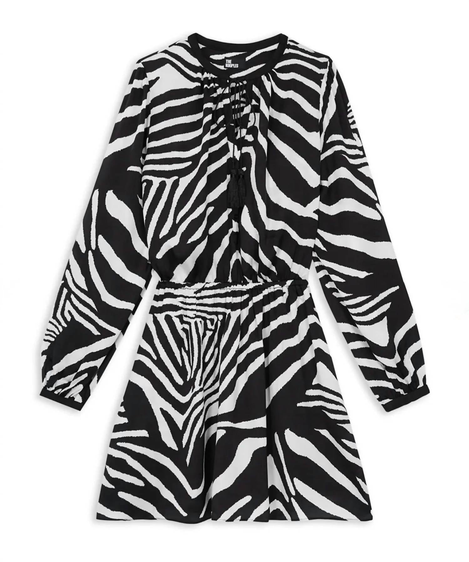 THE KOOPLES Zebra Print Long Sleeve Mini Dress in black - women's dress - alternate view