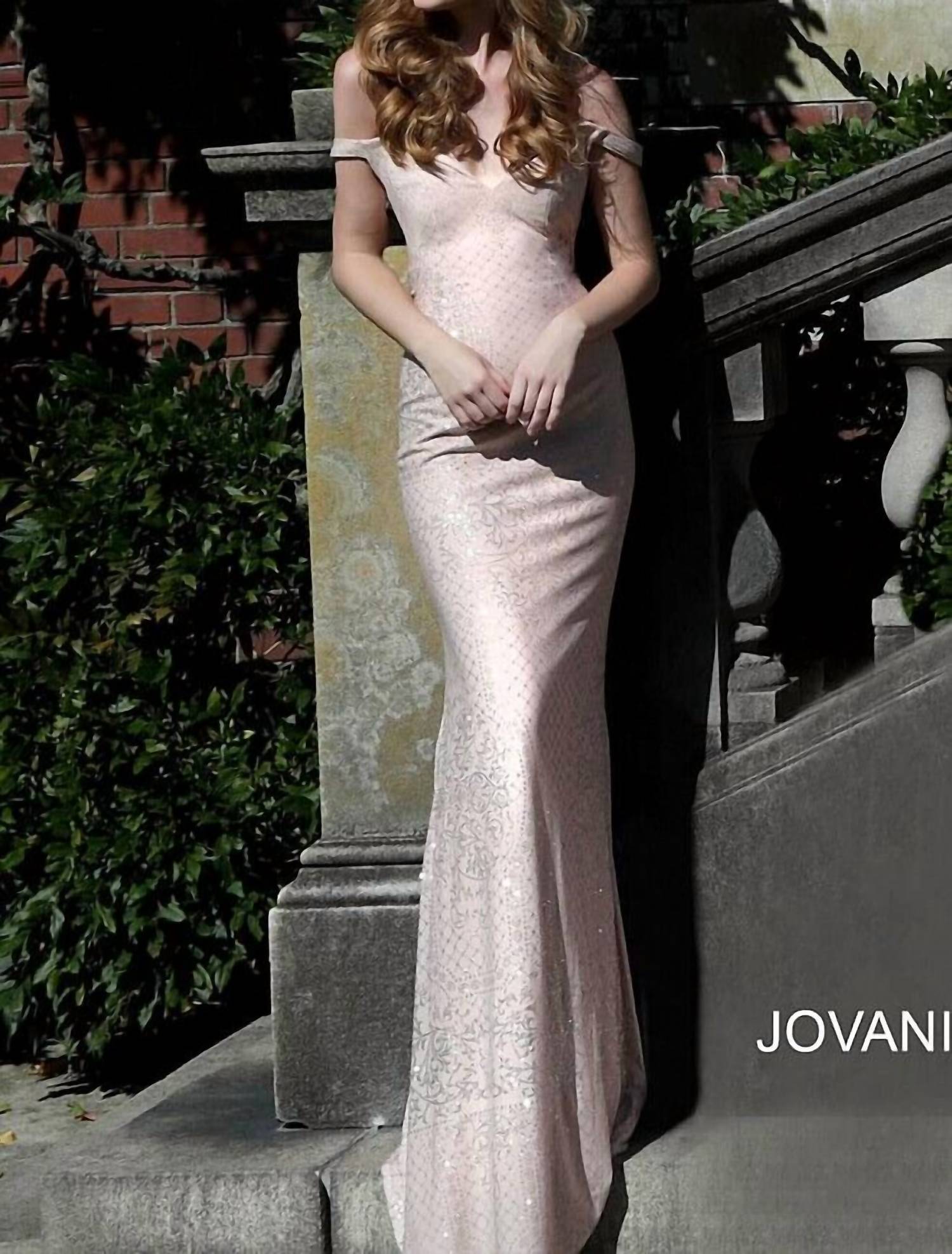 Jovani - Off the Shoulder Fitted Prom Dress
