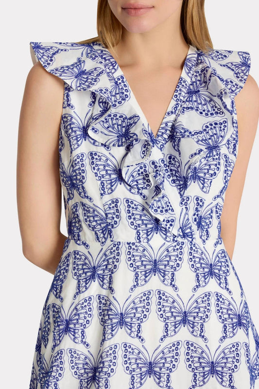 Milly - Butterfly Eyelet Ruffle Midi Dress